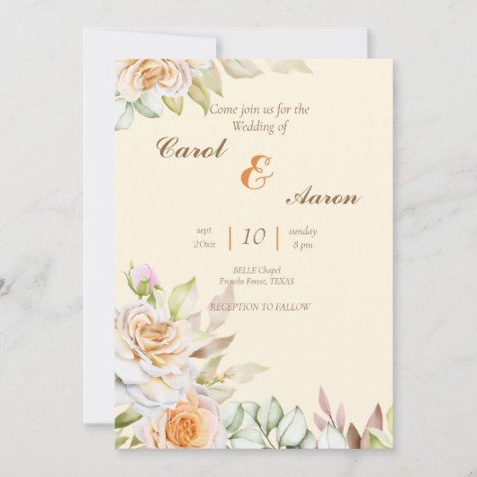 moderne waterverf botanische bruiloft kaart (Voorkant)