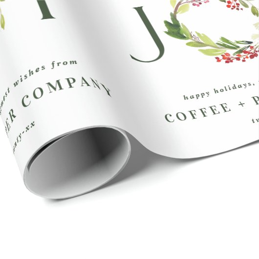 Moderne waterverf botanische feestdag cadeaupapier (Rol Hoek)