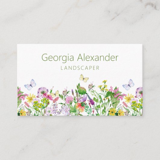 Moderne Waterverf botanische flora landstaal Visitekaartje (Voorkant)