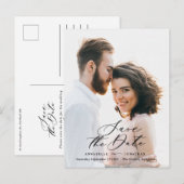 Moderne waterverf botanische foto-elegant script aankondigingskaart (Voorkant / Achterkant)