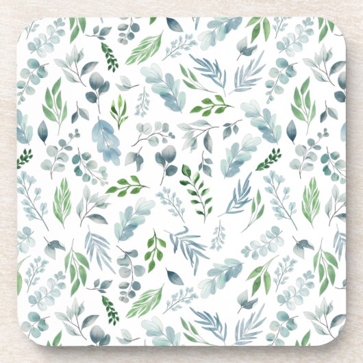 Moderne Waterverf botanische groen Eucalyptus Bier Onderzetter (Voorkant)