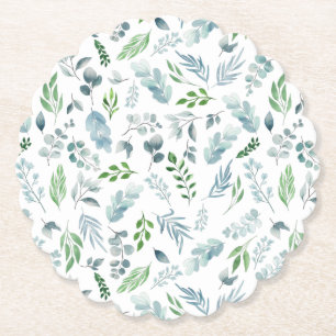 Moderne Waterverf botanische groen Eucalyptus Kartonnen Onderzetters