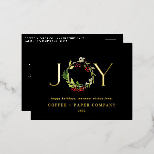 Moderne waterverf botanische kerst folie feestdagen briefkaart