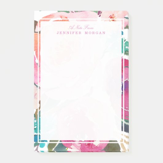 Moderne Waterverf botanische tuinbloemen Post-it® Notes (Voorkant)