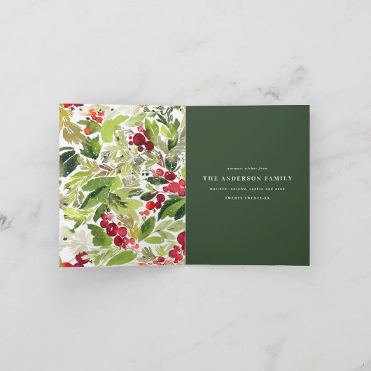 Moderne waterverf botanische vreugde feestdagen kaart (Binnen)