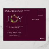 Moderne waterverf botanische vreugde in bedrijf folie feestdagen briefkaart (Achterkant)