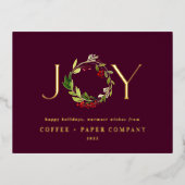 Moderne waterverf botanische vreugde in bedrijf folie feestdagen briefkaart (Voorkant)