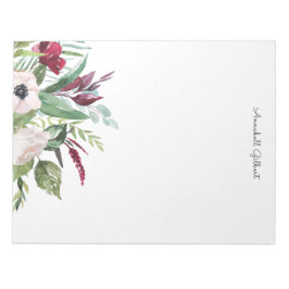 Moderne Waterverf Bourgondië Blush bloemengroen Notitieblok