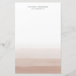 Moderne Waterverf Brown Ombre gepersonaliseerd Briefpapier