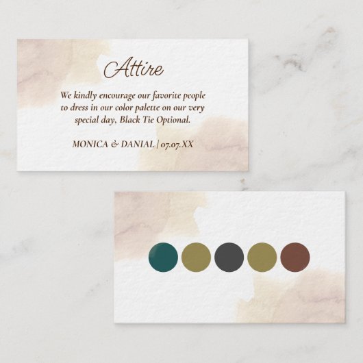 Moderne Waterverf Bruiloft Gast Kleding Jurk Code Informatiekaartje (Voorkant / Achterkant)