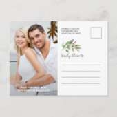 Moderne Waterverf bruiloft sparen Datum met Foto Aankondigingskaart (Achterkant)