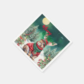 Moderne waterverf Bunny Rabbit Kerstboom Sneeuw Servet (Hoek)