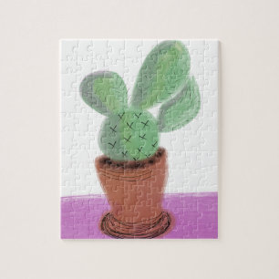 Moderne Waterverf Cactus in Terracotta Pot Legpuzzel