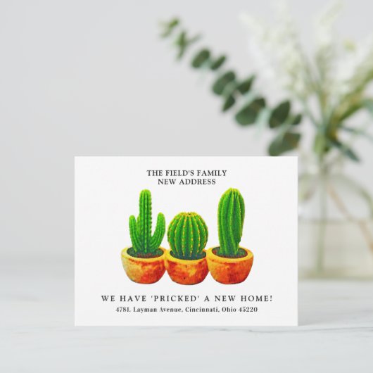 Moderne Waterverf Cactus New Home We hebben ons ve Briefkaart (Staand voorkant)