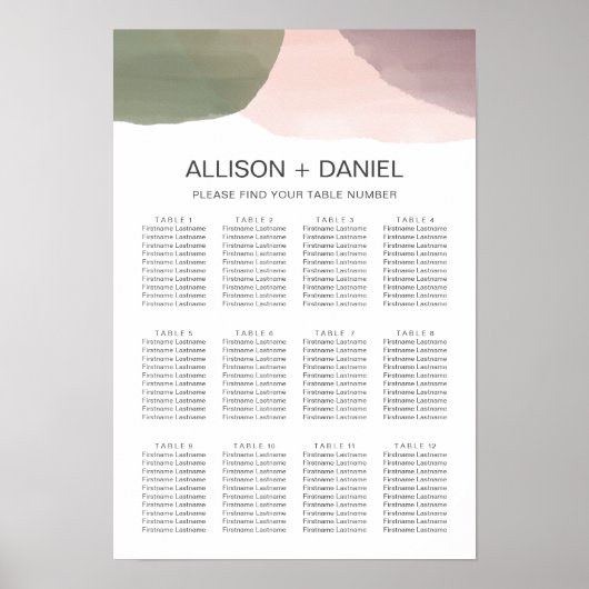 Moderne Waterverf Circles Wedding Seating Chart Poster (Voorkant)