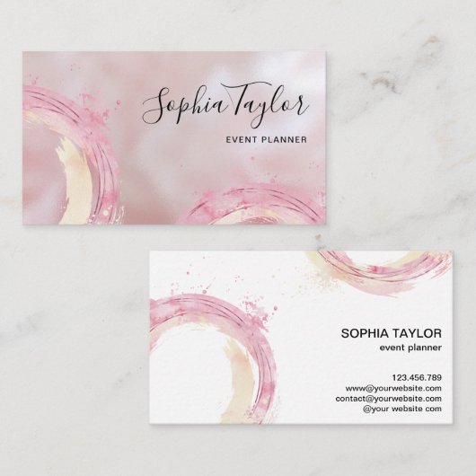 Moderne Waterverf cirkels Abstract Visitekaartje (Voorkant / Achterkant)