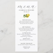 Moderne Waterverf citroen Citrus bruiloft Menu (Voorkant)
