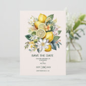 Moderne Waterverf Citrus Lemon Wedding Save The Date (Staand voorkant)