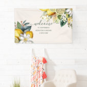 Moderne Waterverf Citrus Lemon Wedding Spandoek (Insitu)