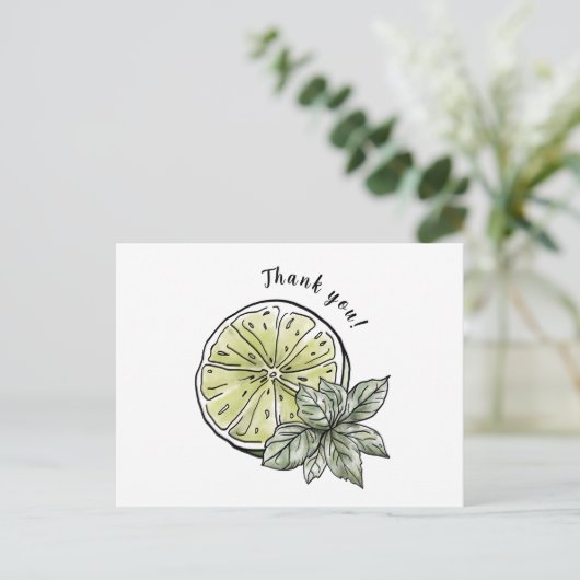 Moderne Waterverf Citrus Limoen Fruit Dank u Briefkaart (Staand voorkant)