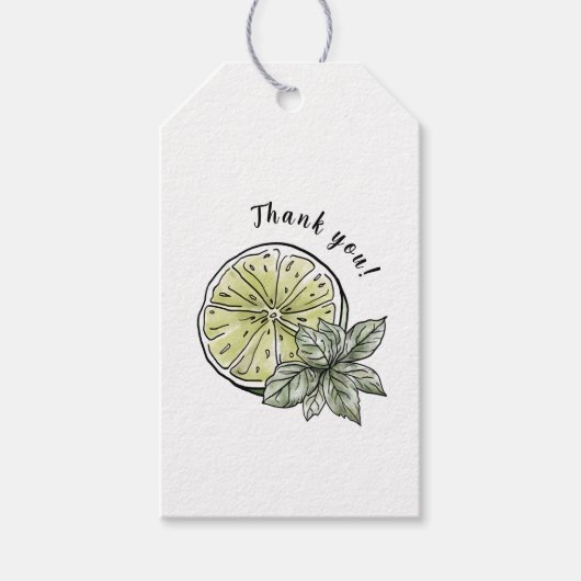 Moderne Waterverf Citrus Zomertuin Dank u Cadeaulabel (Voorkant)