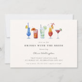 Moderne Waterverf cocktail met bride Shower Kaart (Voorkant)