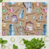 Moderne  Waterverf Coffee Espresso Pots Theedoek (Gevouwen)