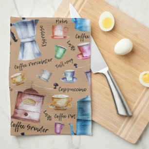 Moderne  Waterverf Coffee Espresso Pots Theedoek