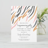 Moderne Waterverf Deco Gestreept Housewarming Part Kaart (Staand voorkant)