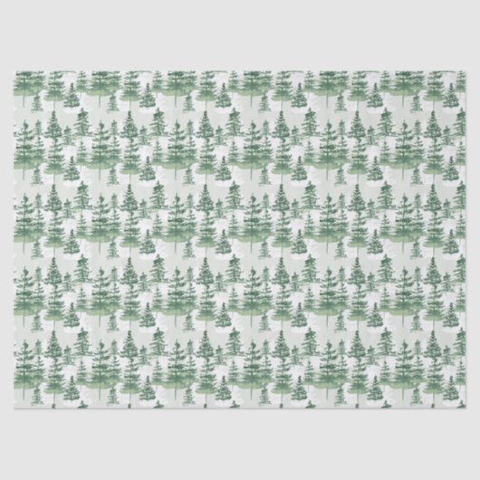 Moderne Waterverf dennenbomen grillige kerst Tissuepapier (Voorkant)