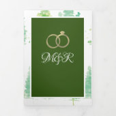 Moderne Waterverf Dennenbomen Trouwdag Drieluik Uitnodiging (Cover)