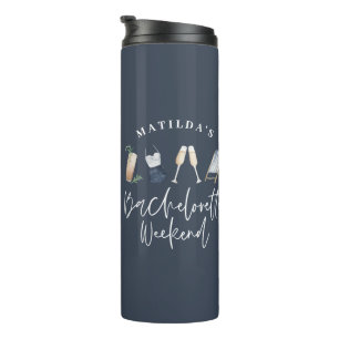 Moderne waterverf drink marineblauw bachelorette thermosbeker