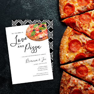 Moderne Waterverf Eenvoudige Liefde en Pizza Uitno Kaart