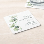 Moderne Waterverf Eucalyptus Bruiloftsborrel Vierkante Kartonnen Onderzetter (Schuin)