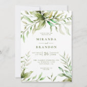 Moderne Waterverf Eucalyptus Foliage Bruiloft Kaart (Voorkant)