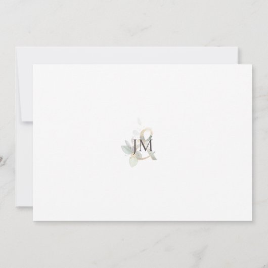 Moderne Waterverf Eucalyptus | Goudbruiloft Save The Date (Achterkant)