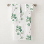 Moderne Waterverf Eucalyptus Green Pattern Bad Handdoek (Insitu)