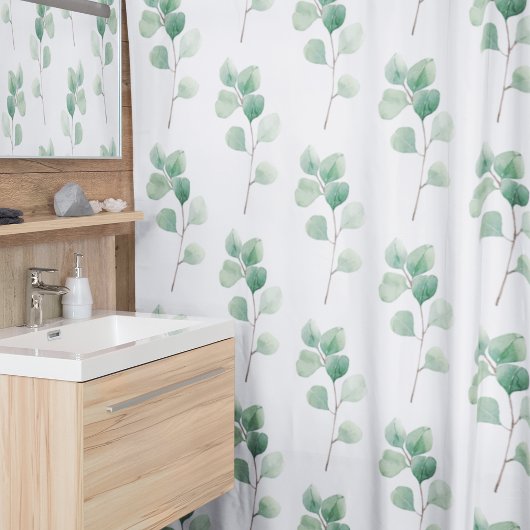 Moderne Waterverf Eucalyptus Green Pattern Douchegordijn