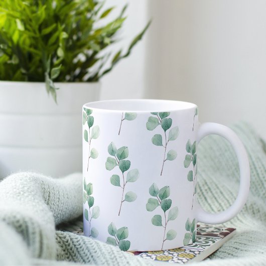 Moderne Waterverf Eucalyptus Green Pattern Koffiemok