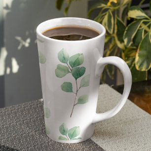 Moderne Waterverf Eucalyptus Green Pattern Latte Mok
