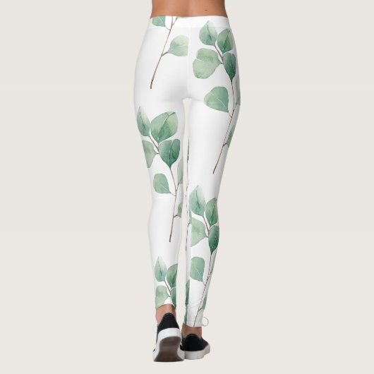 Moderne Waterverf Eucalyptus Green Pattern Leggings (Achterkant)