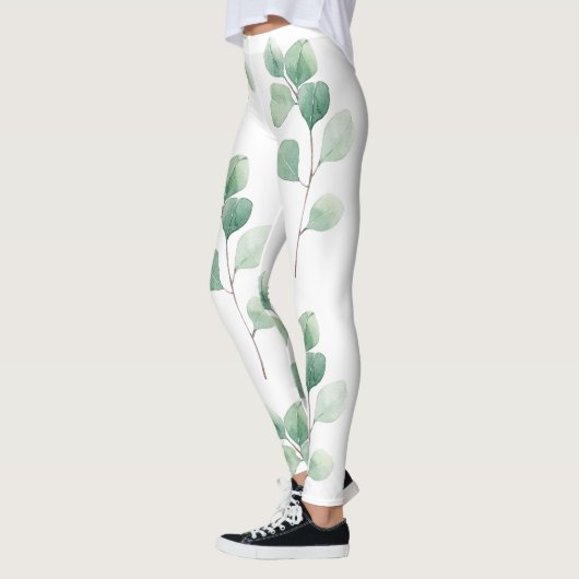 Moderne Waterverf Eucalyptus Green Pattern Leggings (Links)