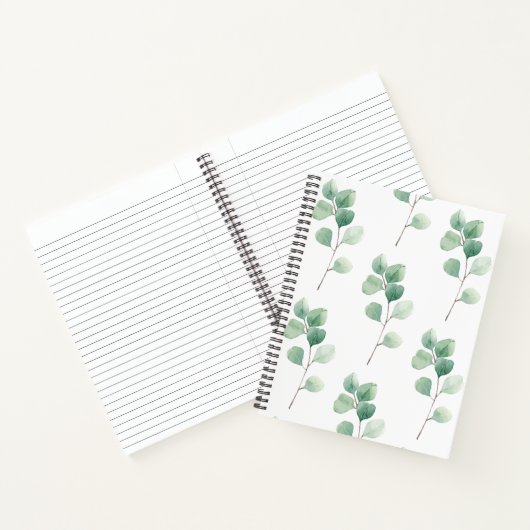 Moderne Waterverf Eucalyptus Green Pattern Notitieboek (Binnen)
