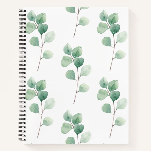 Moderne Waterverf Eucalyptus Green Pattern Notitieboek (Voorkant)