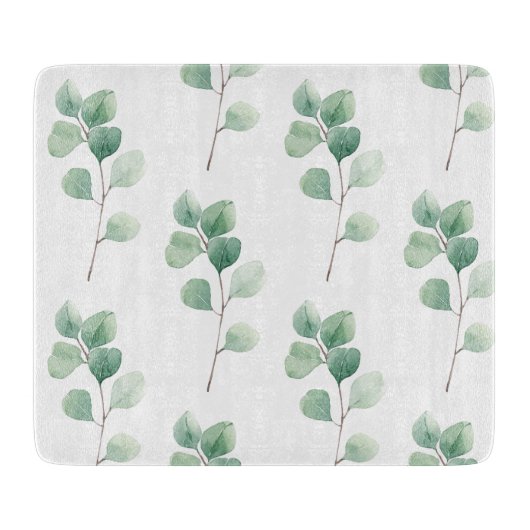 Moderne Waterverf Eucalyptus Green Pattern Snijplank (Voorkant)