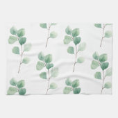 Moderne Waterverf Eucalyptus Green Pattern Theedoek (Horizontaal)