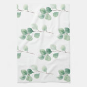 Moderne Waterverf Eucalyptus Green Pattern Theedoek (Verticaal)