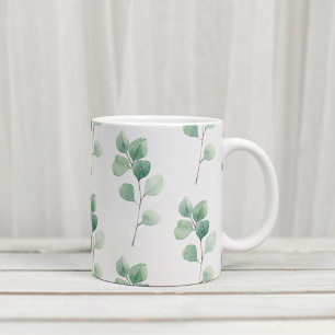 Moderne Waterverf Eucalyptus Green Pattern Tweekleurige Koffiemok
