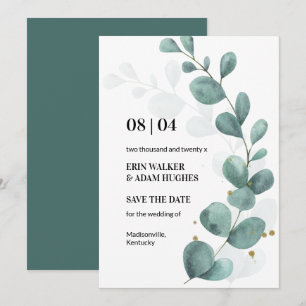 Moderne Waterverf Eucalyptus Greenery Save The Date