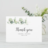 Moderne Waterverf Eucalyptus Greenery Wedding Bedankkaart (Staand voorkant)